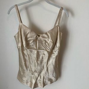 Tan Gold Silk Camisole Bustier Top
